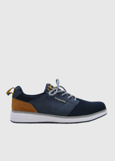 Bugatti dark blue men's sneakers with textile panel