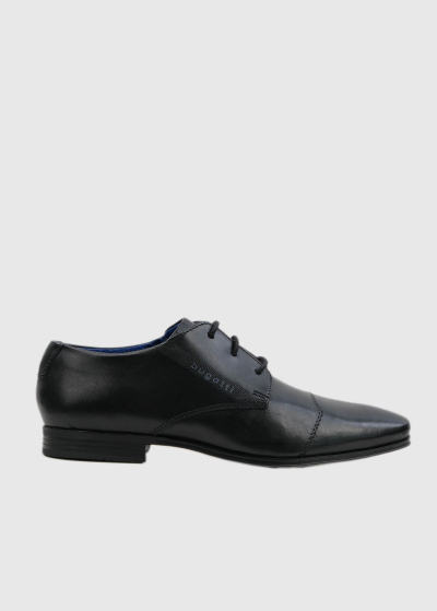 Bugatti black leather men's brogue shoes