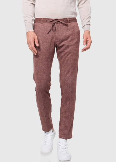 Elio Slim Fit коричневые мужские брюки с затягивающимся шнурком