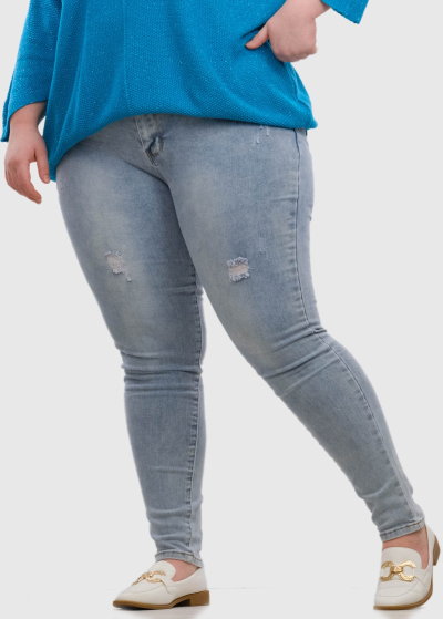 Paolina Slim Fit Plus Size light blue distressed jeans