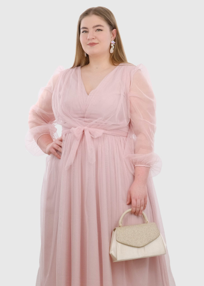 Olga Plus Size light pink short evening dress