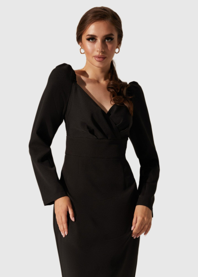 Black long sleeve evening dress