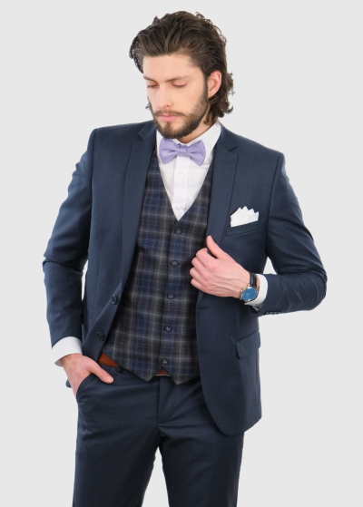 Raffaello Slim Fit dark blue woolen suit