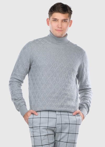 Sesto Plus Size grey men's turtleneck with pattern