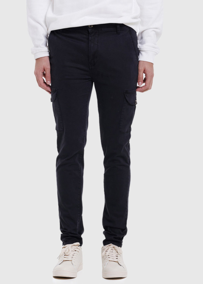 Plinio black men's pants with patched pockets