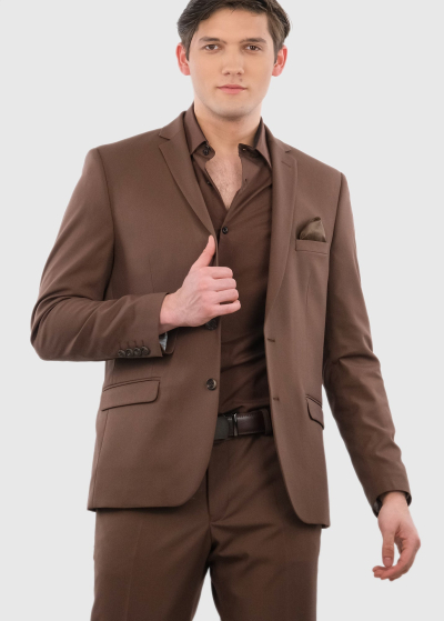 Filadelfo Slim fit brown men's suit