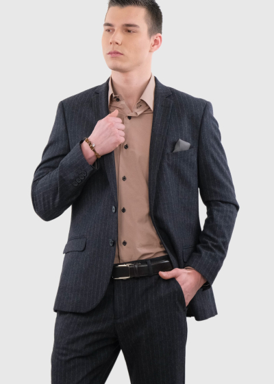 Annibale Slim Fit dark grey woolen suit
