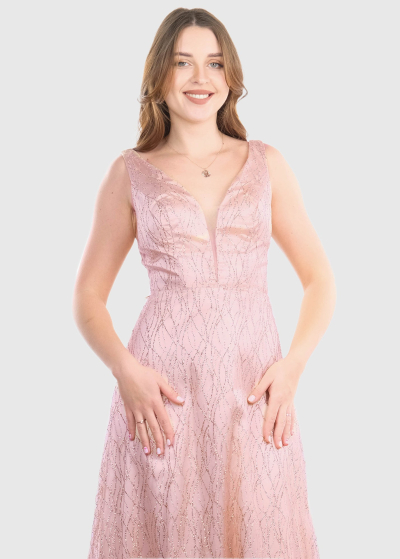 Nadia pink long evening dress