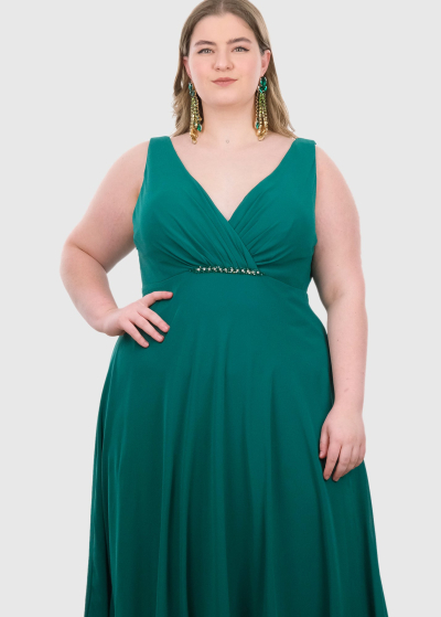 Sibilla Plus Size dark green evening dress