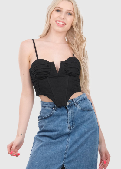 Marica black assymetric top