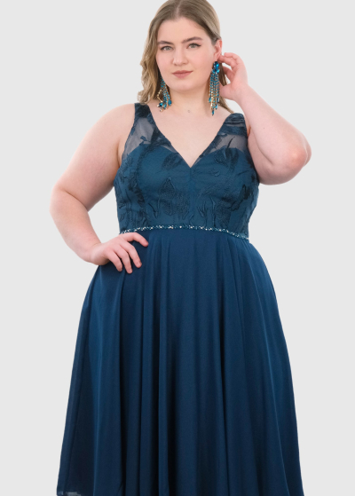 Romola Plus Size dark blue evening dress