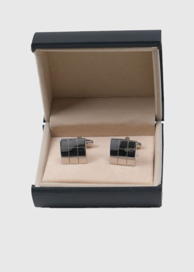 Silver men's square cufflinks