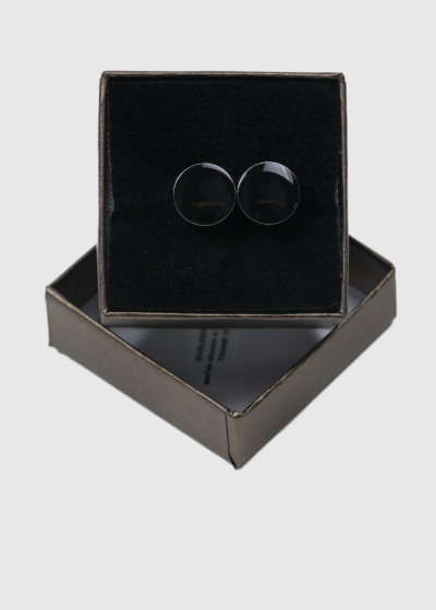 Black men's round cufflinks