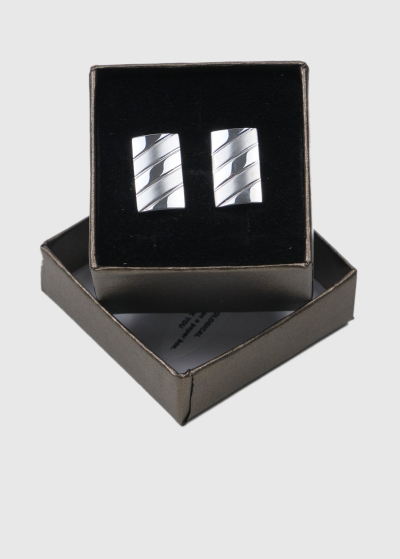 Silver mens rectangular cufflinks
