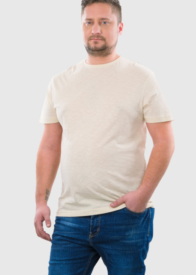 Nicola Plus Size sand color organic cotton men's t-shirt