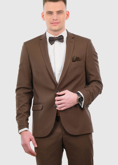 Filadelfo Slim fit brown men's suit