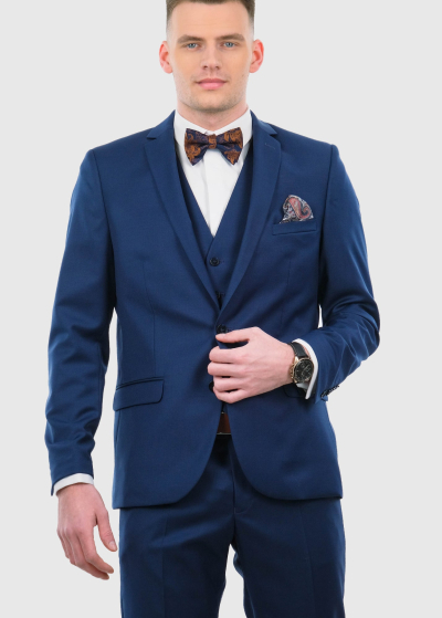 Fausto Slim Fit dark blue woolen men's suit