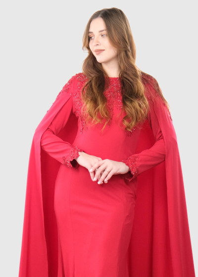 Felicia red long evening dress