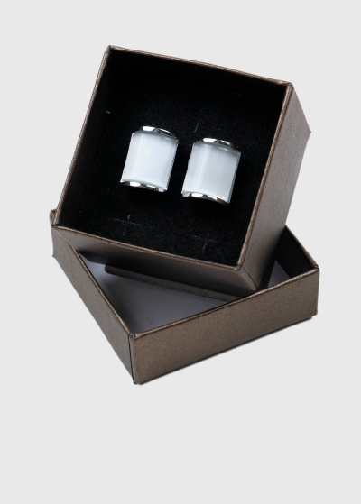 Grey mens rectangular cufflinks