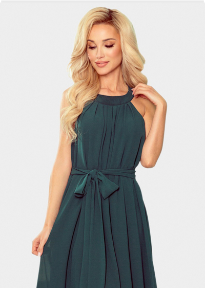 Agata dark green dress with belt
