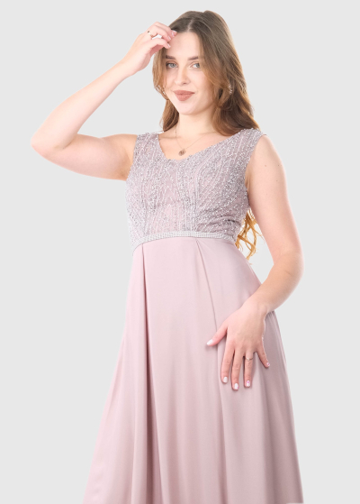 Evelina light pink long evening dress 