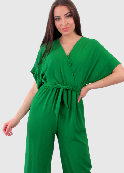 Debora green jumpsuit with V-neckline