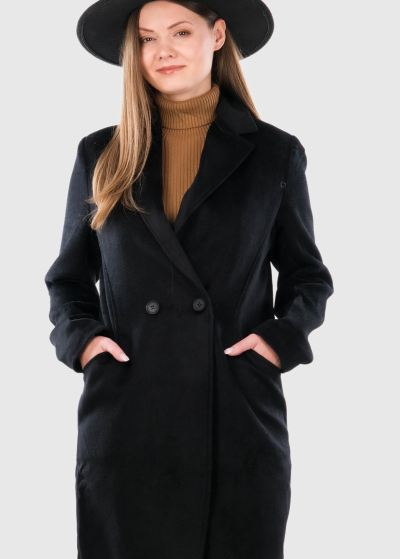 Maddalena black coat with pockets