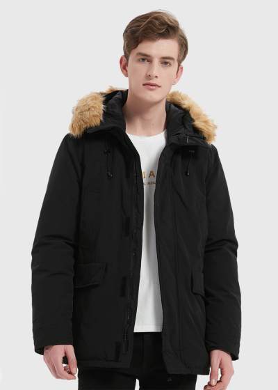 Genesio black men's parka with hood