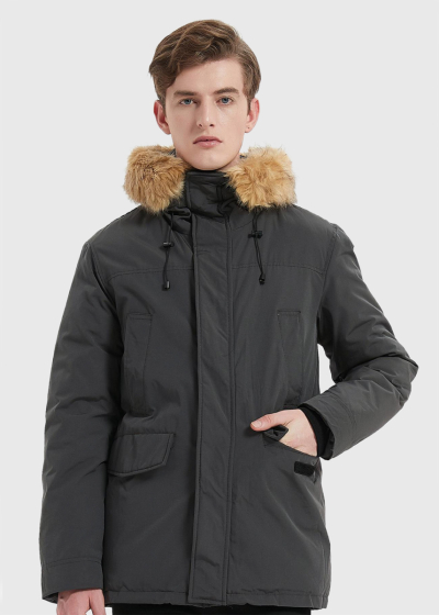 Genesio dark grey men's parka with hood