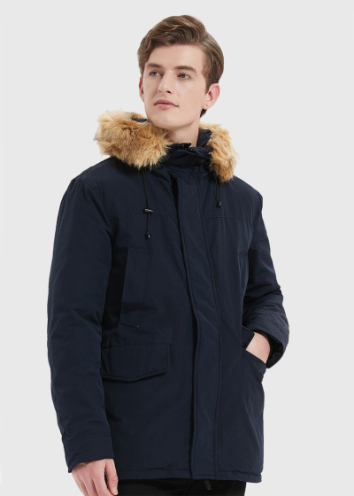 Genesio dark blue men's parka with hood