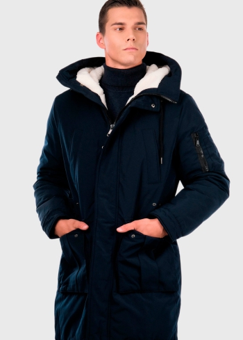 Tumši zila parka ar kargo tipa kabatām