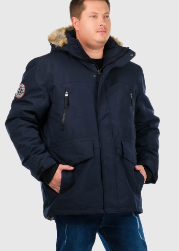 Elvio Plus Size темно-синяя мужская парка с мехом