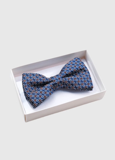 Dark blue men's patterned bow tie