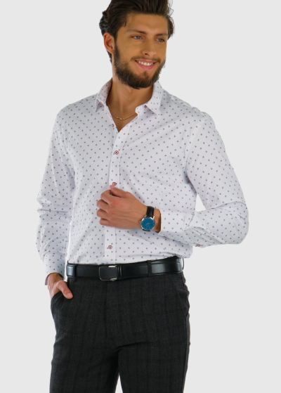 Regular Fit balts krekls ar rakstu