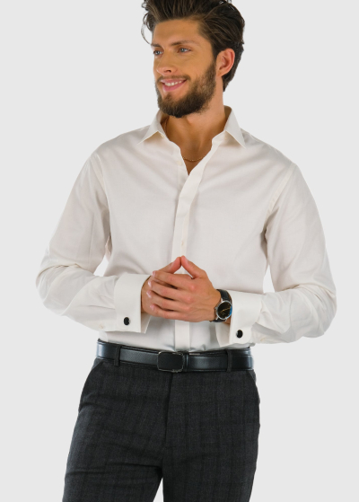 Slim Fit balts vīriešu vienkrāsaina krekls