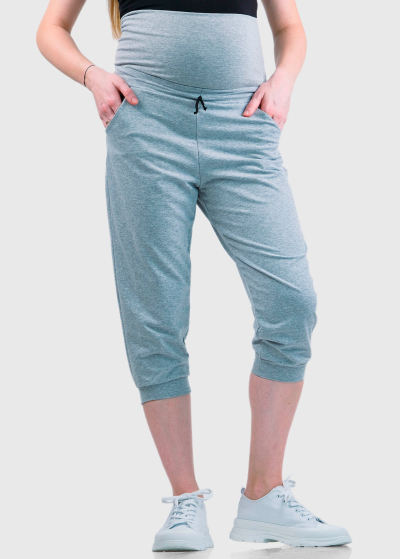 Grey cropped maternity trousers