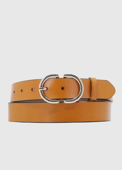 Alba light brown leather belt with a metal buckle
