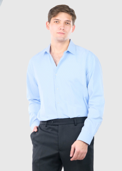 Classic light blue men's shirt with pattern