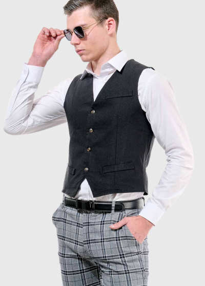 Luigino black mens classic vest