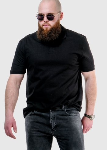 Enrico Lielo izmēru melns vīriešu polo t-krekls