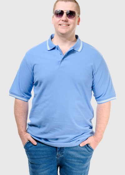 Fausto  Plus Size light blue men's Polo Shirt