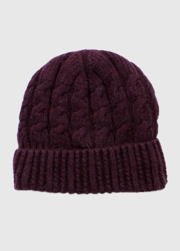 Monica purple womens braided knit hat