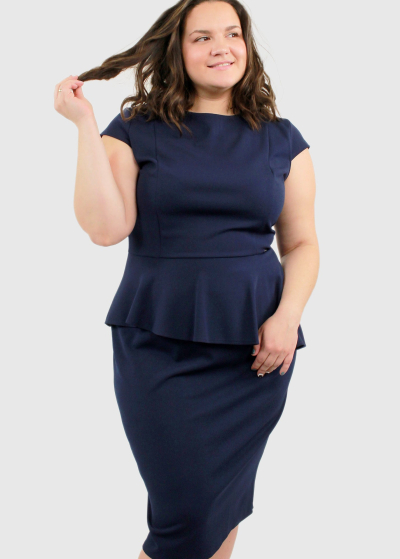 Oriana Plus Size dark blue pieguļoša vakarkleita