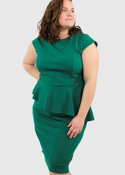 Oriana Plus Size green pieguļoša vakarkleita