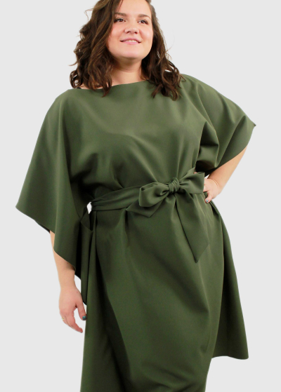 Agata haki Plus Size dress with belt