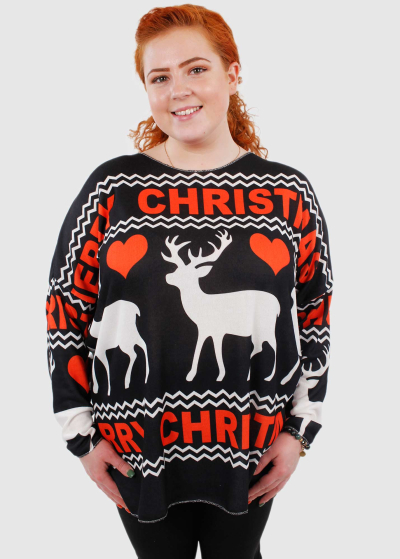 Amore Lielo izmēru džemperis ar krāsainu rakstu