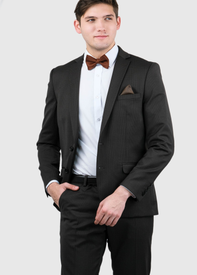 Gianluca Slim Fit brown checkerd woolen suit