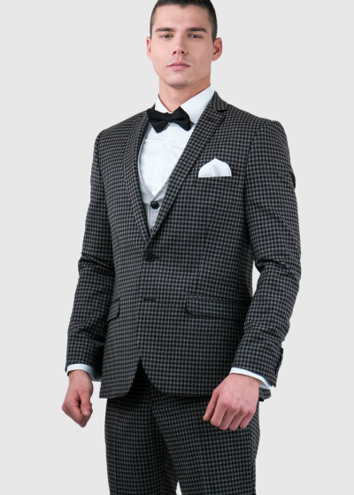 Zhanluidzhi Slim Fit woolen suit with check pattern