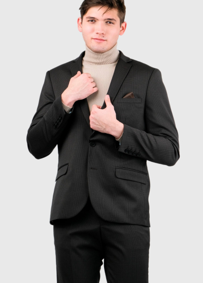 Gianluca Slim Fit brown woolen checkered suit