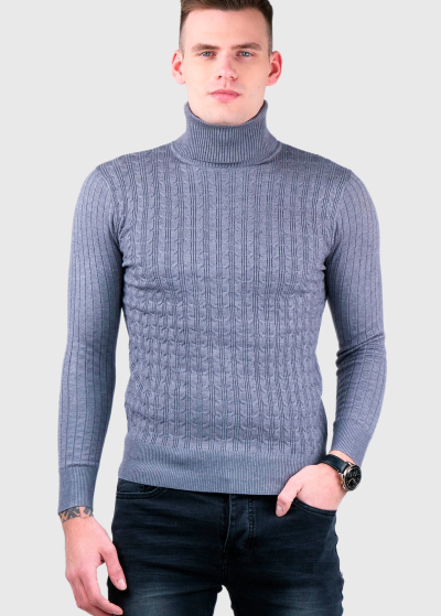 Colombano grey men's warm turtleneck